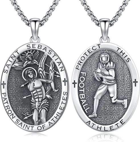 Vista 51 de Collar de amuleto de medalla de San Patrono de plata/oro de 14 39A-St Peregrino-Plata