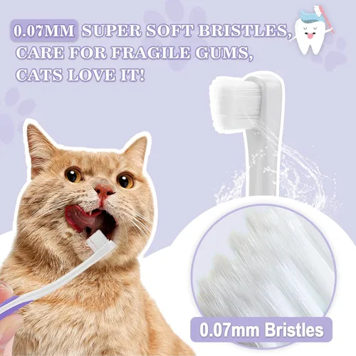 Vista 3 de Kit de cepillo de dientes para gatos, cepillos suaves y rastreador de cuidado dental Cuidado suave del gato. Cepillado para principiantes. Dientes