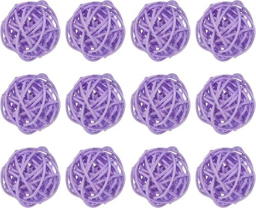 Vista 14 de MECCANIXITY 20 bolas decorativas de mimbre de ratán de 1.2 pulgadas para rellenos de jarrones, bodas, jardines, fiestas de pasillo, color negro