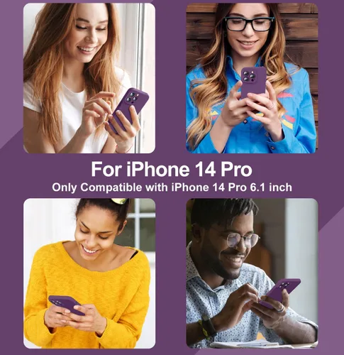Vista 6 de Funda compatible con iPhone 14 Pro, silicona mejorada [protección de cámara] [forro de microfibra suave] Funda de goma de gel delgada cubierta Uva
