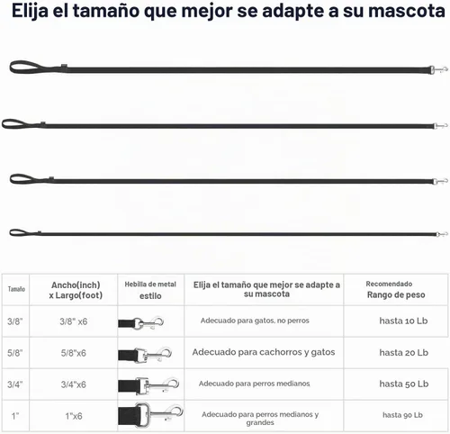 Vista 5 de AMAGOOD 6 pies de correas para cachorros/perros, correa de estilo tradicional resistente con gancho de cuello fácil de usar, correa para perros Negro