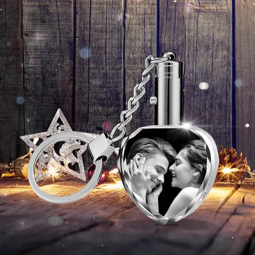 Vista 6 de Llavero de cristal personalizado de la fotoregalo personalizado del llavero de la imagen del cristal del laser