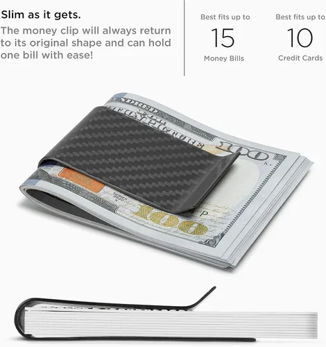 Vista 10 de SERMAN BRANDS Clip de dinero de fibra de carbono para hombres – Cartera delgada con clip de dinero RFID, bolsillo frontal minimalista, cartera EDC