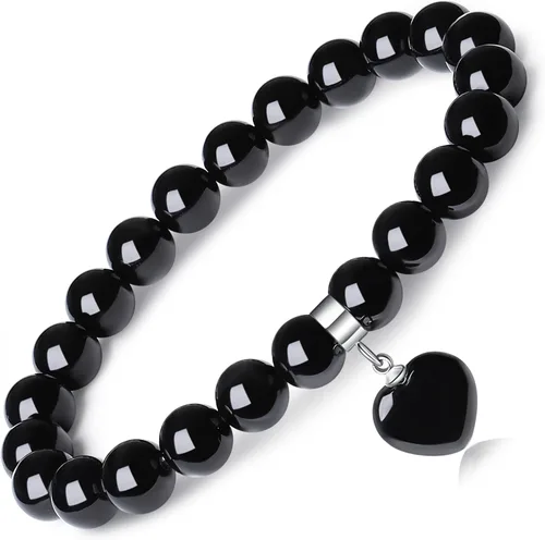 Vista 8 de XIANNVXI Pulsera de cristal curativo para mujer, pulsera de protección de cuentas de 0.315 in, pulsera con dije de corazón, pulsera elástica