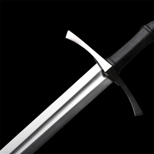 Vista 9 de Espada larga cruzada hecha a mano de 49 pulgadas con doble mano, remache de acero de resorte, hoja completa, espada de estilo medieval real
