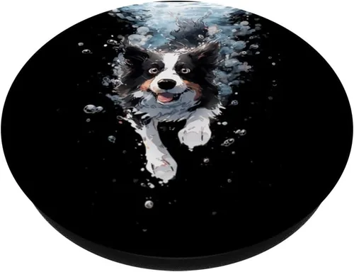 Vista 2 de Border Collie - PopSockets estándar para buceo para perros, natación, bajo el agua, PopGrip