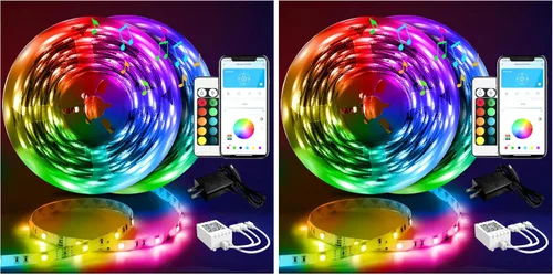 Vista 12 de DAYBETTER Tira de luces LED inteligentes de 100 pies con control remoto de aplicación, 5050 RGB para dormitorio, sala de estar, decoración
