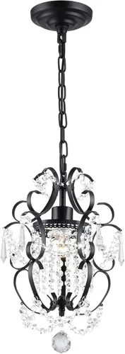 Vista 13 de Candelabro enchufable mini lámpara cromada 1 lámpara elegante lámpara de techo de hierro de cristal para dormitorio, baño, comedor, sala de estar