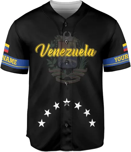 Vista 2 de Royal Fight - Camiseta de béisbol de Venezuela personalizada para hombre, camiseta de béisbol venezolana, bandera de Venezuela, béisbol