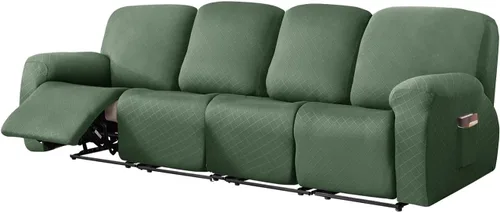 Vista 8 de vctops Funda reclinable con diamantes de 4 piezas, funda elástica para sofá reclinable de 1 plaza, protector suave y sólido para muebles con correa