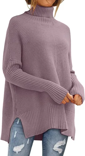 Vista 18 de LILLUSORY Suéteres de gran tamaño con cuello redondo para mujer, túnica Albaricoque