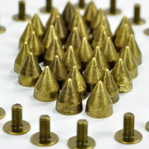 Vista 10 de RUBYCA 50 juegos de 0.354 in color negro bronce bala cono espiga de metal tornillo trasero DIY cuero-artesanía