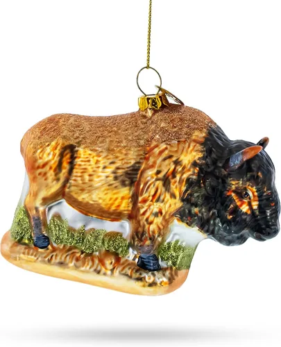 Vista 2 de Wild Frontier: Majestic Bison - Adorno navideño de vidrio soplado