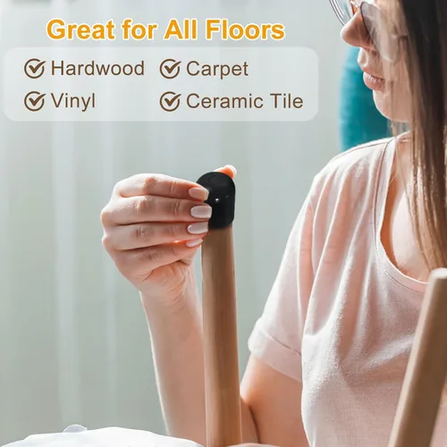 Vista 6 de uxcell Protectores de suelo para patas de silla, 16 tapas redondas de plástico para patas de silla, fundas antideslizantes para patas de muebles
