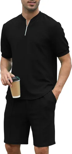 Vista 104 de FZNHQL Conjunto deportivo de moda para hombre, 2 piezas, casual, atlético, para correr, manga corta/larga, conjunto para hombre