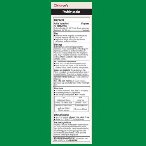 Vista 6 de Robitussin Medicamento para la tos y la congestión torácica DM para niños de saúco, alivio de la congestión del pecho y jarabe para la tos, 4 onzas
