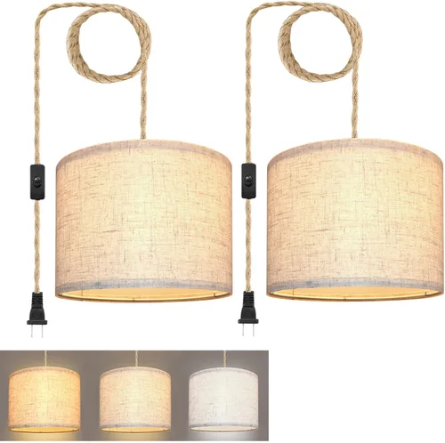 Vista 8 de KUAUGST - Luz colgante enchufable, lámpara colgante con cable enchufable con interruptor regulable, lámpara colgante con 15 pies de cuerda
