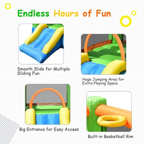Vista 4 de BOUNTECH Casa Inflable de Rebote, Casa de Rebote para Niños Interior Exterior Fiesta con Área de Salto, Incluye Soplador, Bolsa de Transporte
