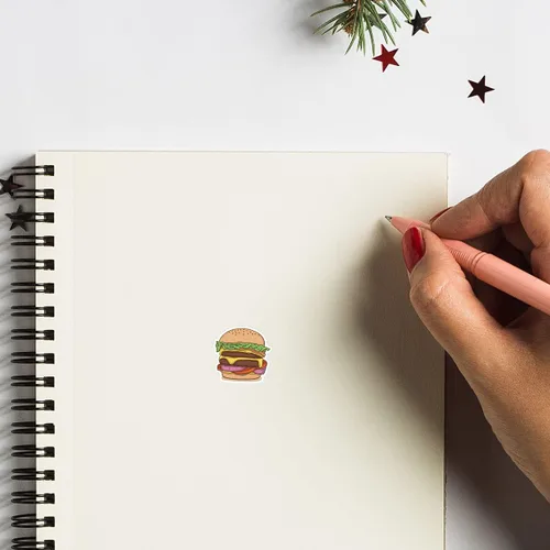 Vista 3 de Calcomanías para planificador de hamburguesas, álbum de recortes de 0.5 pulgadas para niños, calendario, manualidades, paquete de 208