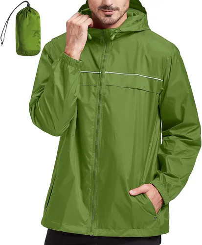 Vista 59 de SWISSWELL Chaqueta impermeable para hombre, rompevientos, ligera con capucha para uso diario casual