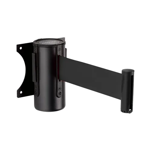 Vista 24 de DuraSteel Barrera retráctil para cinturón de control de multitudes de montaje en pared, cinturón de barrera retráctil negro de 9.2 pies, barreras