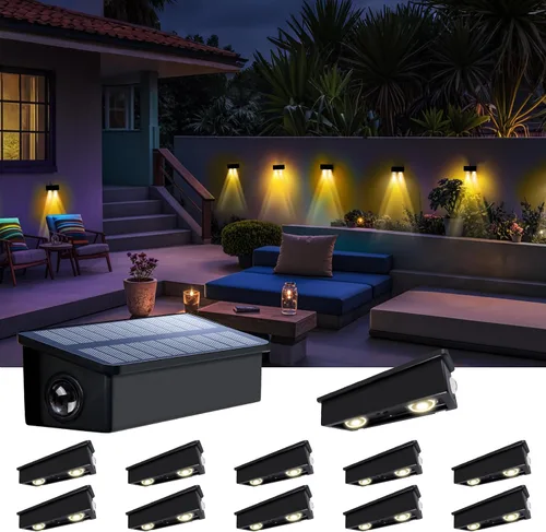 Vista 11 de Luces de Valla Solares Impermeables para Exteriores de 3 Lados LED para Pared y Paisajismo para Patio, Terraza, Patio, Barandilla, Garaje, Piscina
