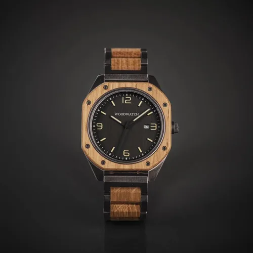 Vista 9 de Relojes de madera de barril de vino de roble francés para hombre, Francés