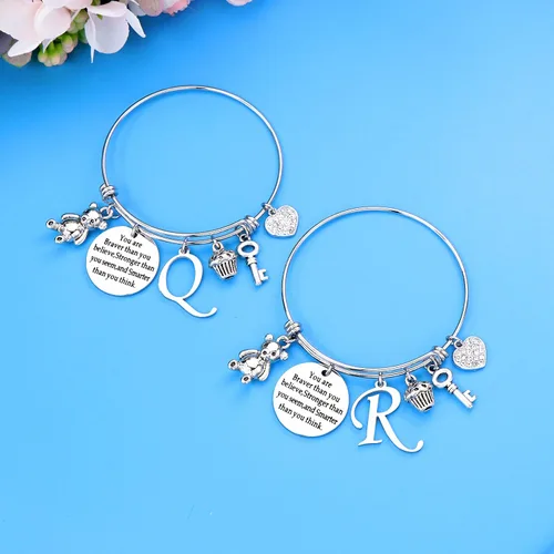 Vista 3 de JRXOO Pulsera inspiradora de regalo de cumpleaños para nieta, hija, sobrina, hermana, Acero inoxidable