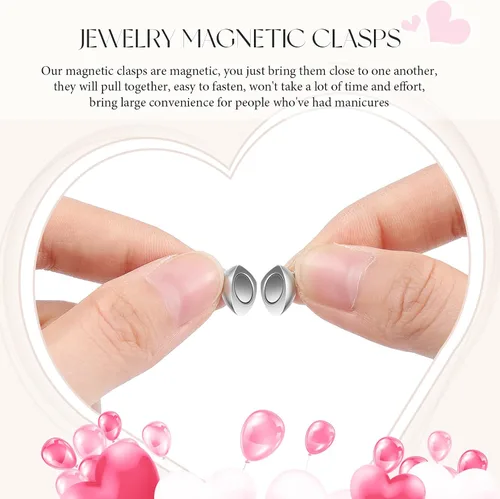 Vista 4 de MTLEE 48 Piezas de Cierres Magnéticos en Forma de Corazón para Joyería, Cierres de Pulsera de Oro y Plata, Cierres Magnéticos Separables