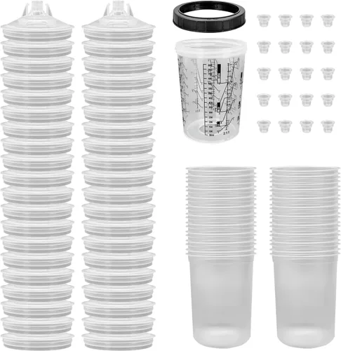 Vista 10 de KREFINISH Rociador de pintura desechable para mezclar revestimientos y sistema de tapa para pistola de pulverización HVLP, pistola de pintura