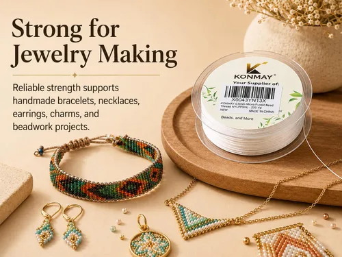 Vista 6 de KONMAY 0.12mm 12lb Black Seed Bead Thread, 100 Yds Jewelry Making String