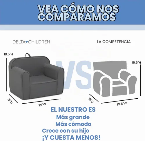 Vista 3 de Delta Children Silla Cozee para Niños para Edades de 18 Meses en Adelante, Gris Oscuro