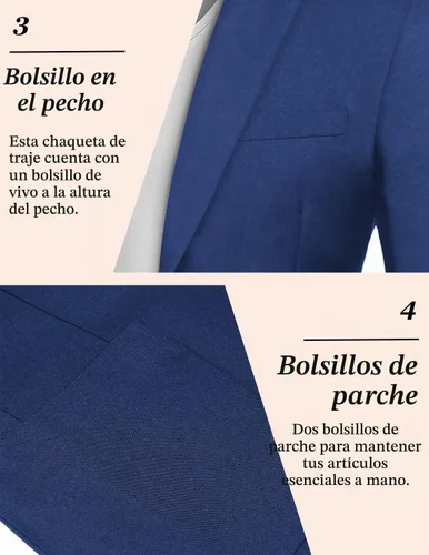Vista 6 de COOFANDY Mens Blazer Casual Slim Fit Sport Coats Lightweight Sport Jacket Linen Textured Blazer, Two Button Suit Jacket, Patch Pockets, Plaid B