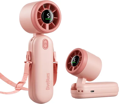 Vista 10 de iTurbo - Ventilador turbo de mano, mini ventiladores de mano portátiles plegables, batería recargable, pantalla LED de alta velocidad de 5