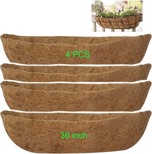 Vista 13 de Revestimientos para cesta de ventana de 30 pulgadas, preformado, revestimiento de coco y coco con tierra húmeda para cesta de ventana