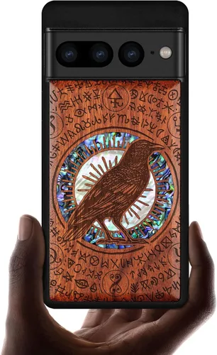 Vista 11 de Carveit Funda de madera de diseñador para Google Pixel 7 Pro [grabado de madera e incrustaciones de carcasa] cubierta de madera única compatible