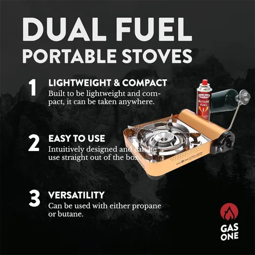 Vista 6 de Gas ONE GS-4000P - Estufa de campamento - Estufa de propano o butano de primera calidad con práctica funda de transporte - Patentada - Ideal