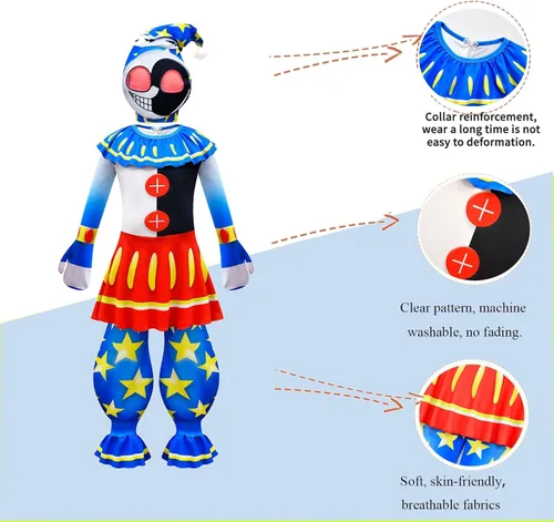 Vista 2 de Layeba Disfraz de payaso Sun Moondrop para niños, disfraz de Halloween y cosplay