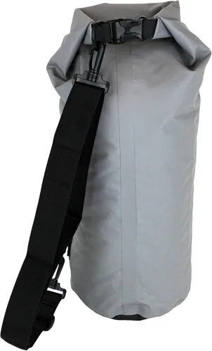 Vista 3 de geckobrands Bolsa seca de lona – Bolsa impermeable de PVC con mosquetón para almacenamiento seguro, para canotaje, kayak, camping Gris