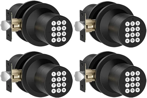 Vista 10 de HIDALIFE Pomo de puerta con teclado, perilla de puerta con cerradura, cerradura de puerta de entrada sin llave con código para puerta delantera