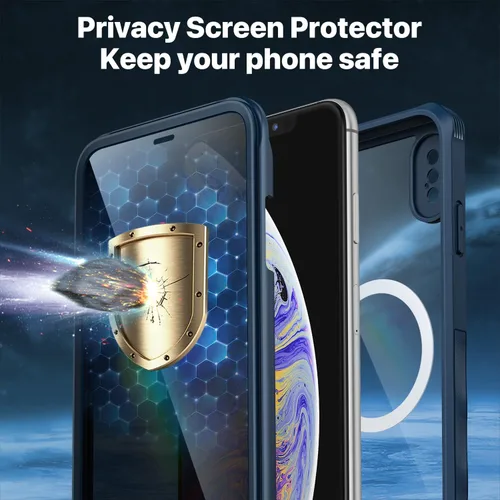Vista 459 de CENHUFO Funda de privacidad para iPhone 11 Pro, funda de cuerpo completo con protector de pantalla de privacidad de vidrio templado 9H integrado