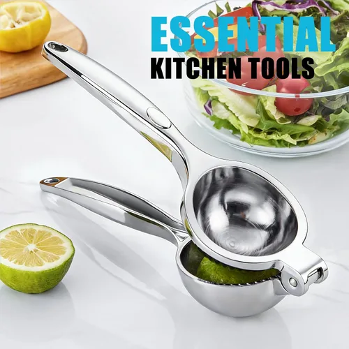Vista 8 de Exprimidor manual de limón, exprimidor manual de metal de lima y limón, apto para lavavajillas, prensa de limón resistente, metal sólido adecuado