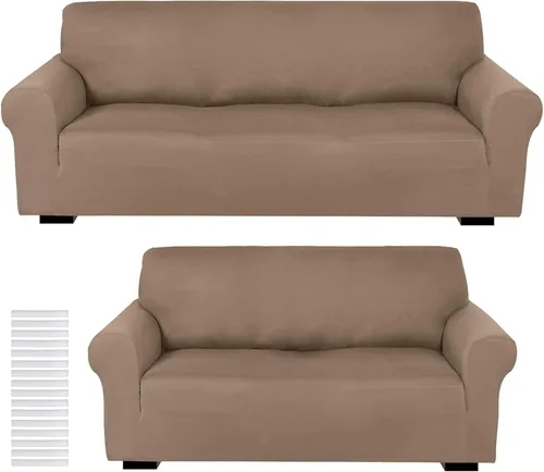 Vista 29 de Peryiter Juego de 2 fundas para sofá de dos plazas Fundas para muebles para sala de estar para sofá, sillón, ajuste elástico, a prueba de arrugas