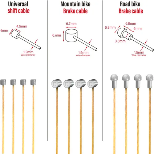 Vista 6 de CNC Pro Slick Cable de cambio de bicicleta pulido para Shimano/SRAM Bicicleta de montaña, bicicleta de carretera, cable de cambio de MTB 1.2X
