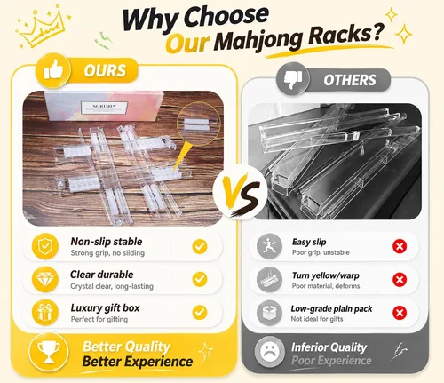 Vista 7 de Clear Mahjong Racks with Pushers, 4 Set Mahjong Tile Rack