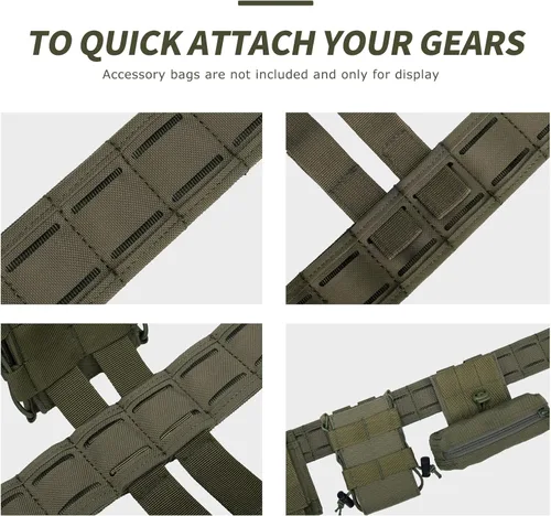 Vista 5 de YAKEDA Tactical Airsoft Battle Belt for Men, 1.75" & 1.5" Rigger Heavy Duty Belt 3pcs,ideal for hunting, hiking