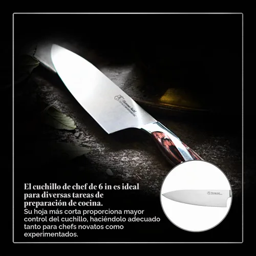 Vista 5 de Hammer Stahl Cuchillo de chef de 6 pulgadas, acero forjado alemán de alto carbono, cuchillo de cocina profesional, mango ergonómico de madera
