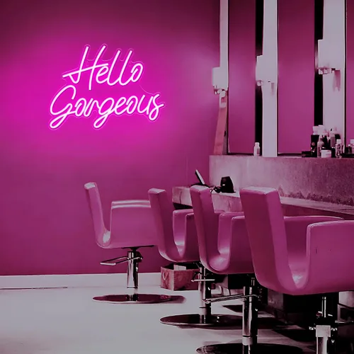 Vista 6 de Kavaas Letreros de Neón Hello Gorgeous para Decoración de Pared, Letrero de Luz de Neón Hello Gorgeous con Interruptor Regulable - Letrero Hello