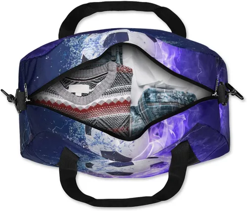 Vista 7 de Art Firey - Bolsa de deporte de fútbol para niños, bolsa de gimnasio deportiva para adolescentes y niñas, bolsa de mano para fines de semana, bolsa