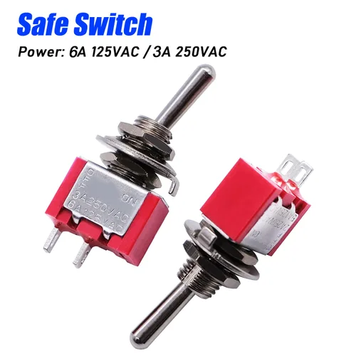 Vista 6 de Mxuteuk 8 piezas interruptor de palanca mini SPST interruptor en miniatura encendido/apagado 2 terminales 2 posiciones 6 A 125 V 3 A 250 V